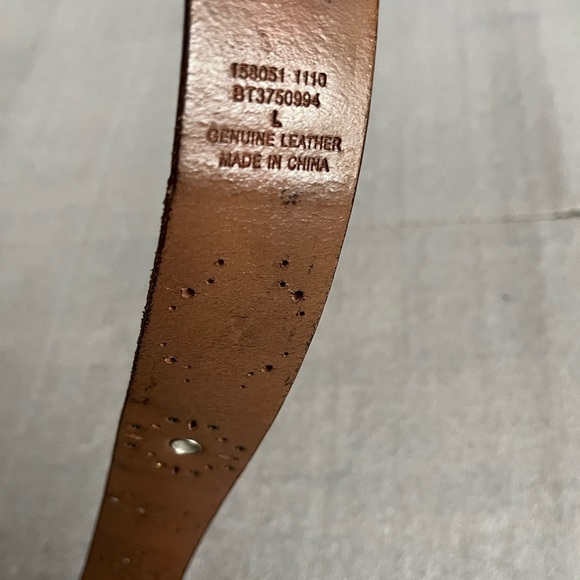 [L/Length:45”]VTG Fossil Brown Leather Belt with Floral Prints Silver Studs - Picture 9 of 9